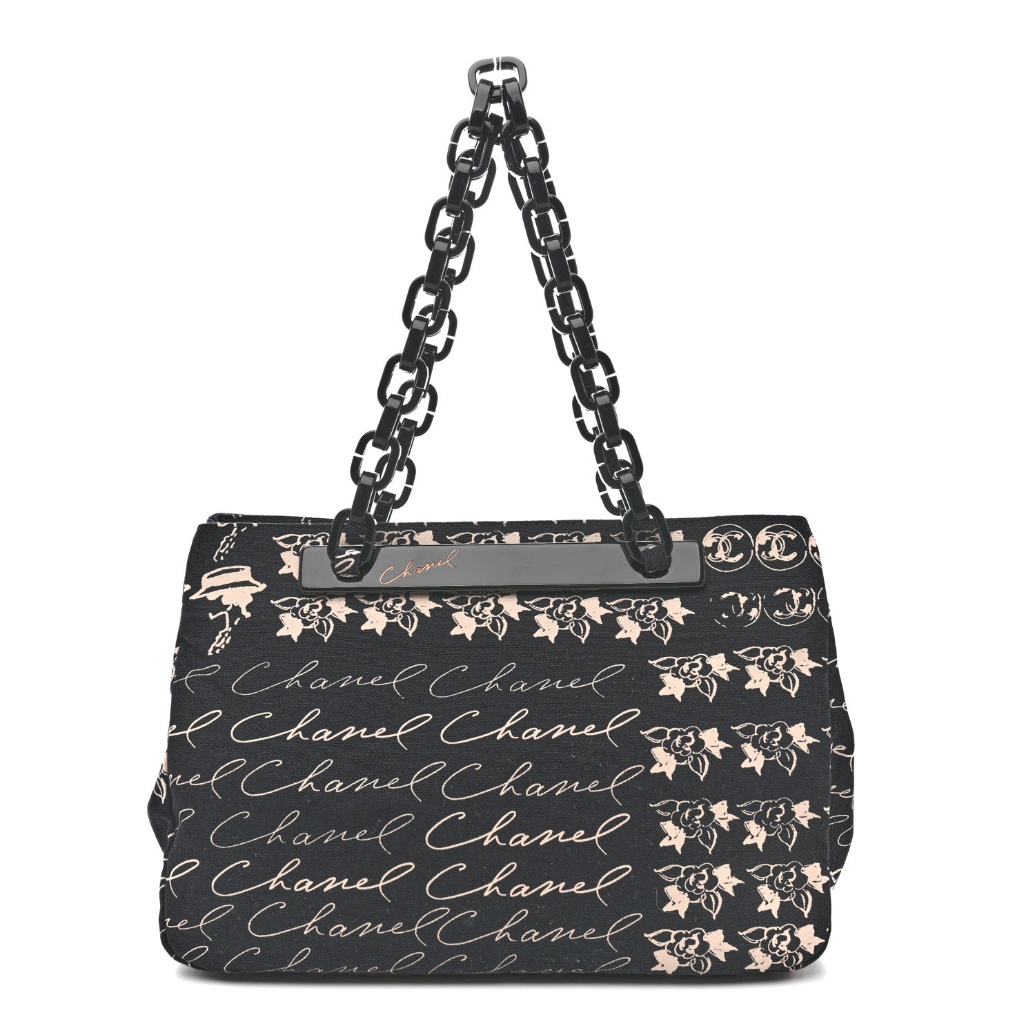 Chanel Canvas Camellia Flower Tote Black 1 of 13