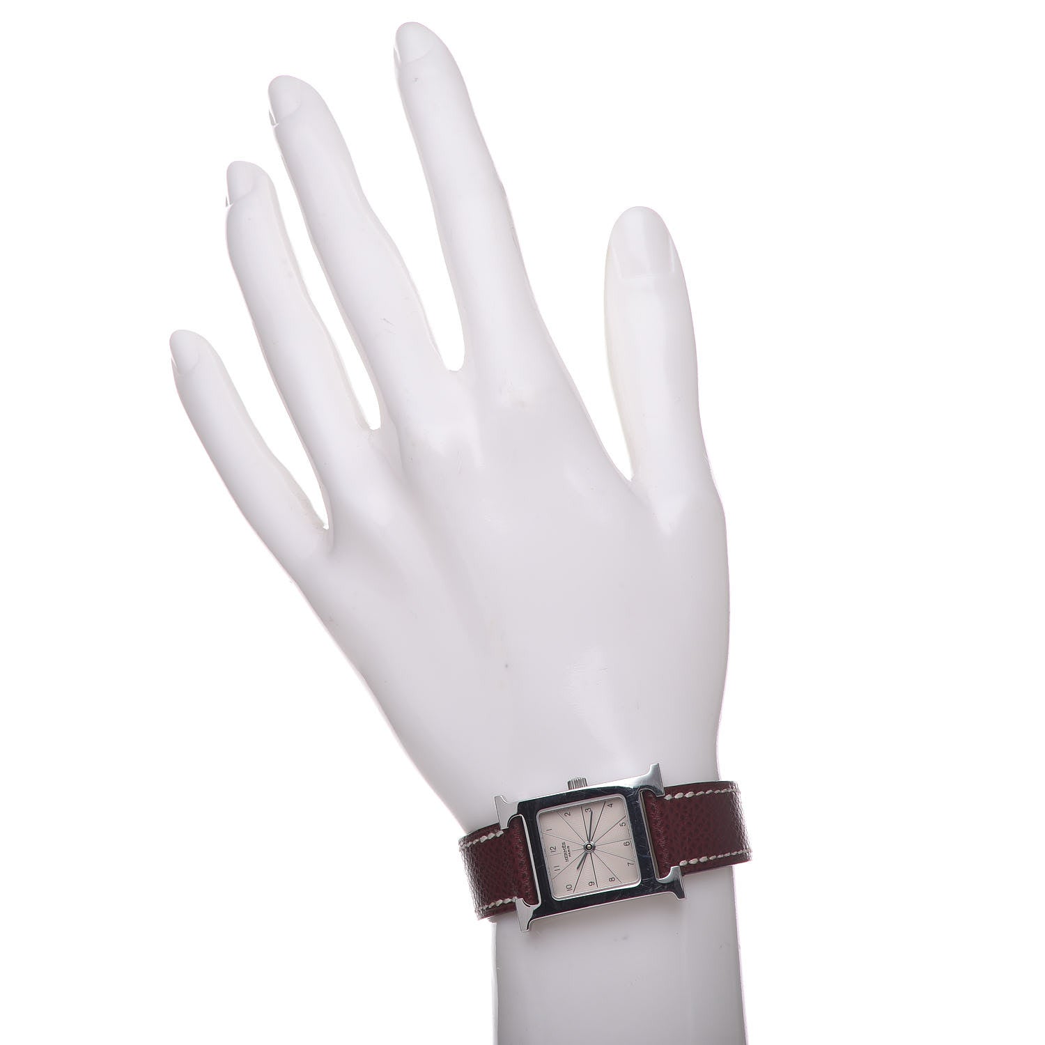 Hermes Stainless Steel Epsom 21mm Heure H Hour Quartz Watch Brique 2 of 8