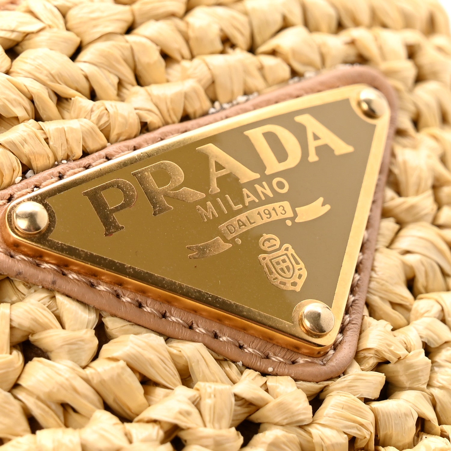 Prada Raffia Metal Triangle Logo Woven Flatform 35mm Slide Sandals 36 Naturale 9 of 10
