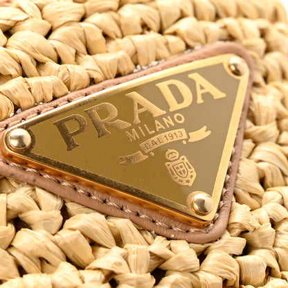 Prada Raffia Metal Triangle Logo Woven Flatform 35mm Slide Sandals 36 Naturale 9 of 10