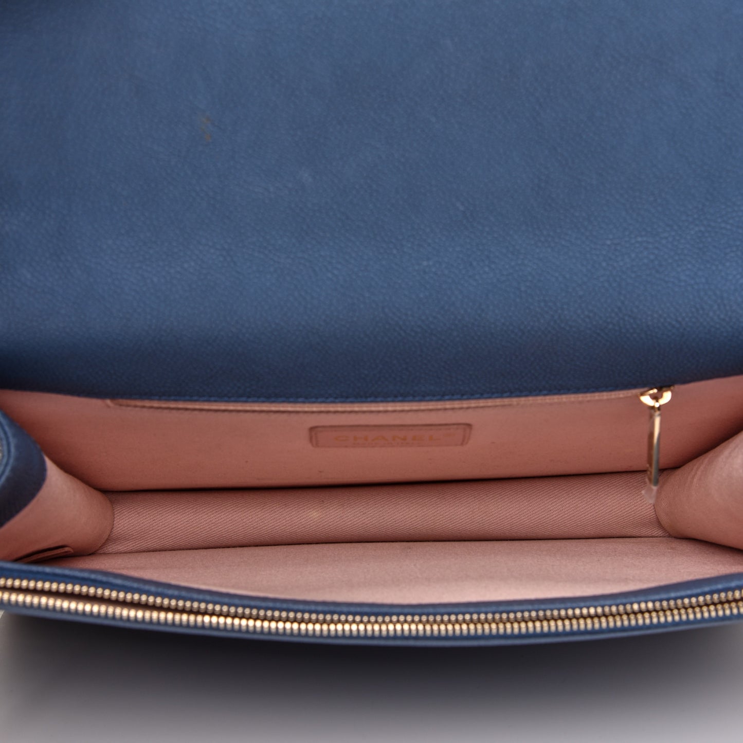 Grained Calfskin Quilted Cuba Flap Blue