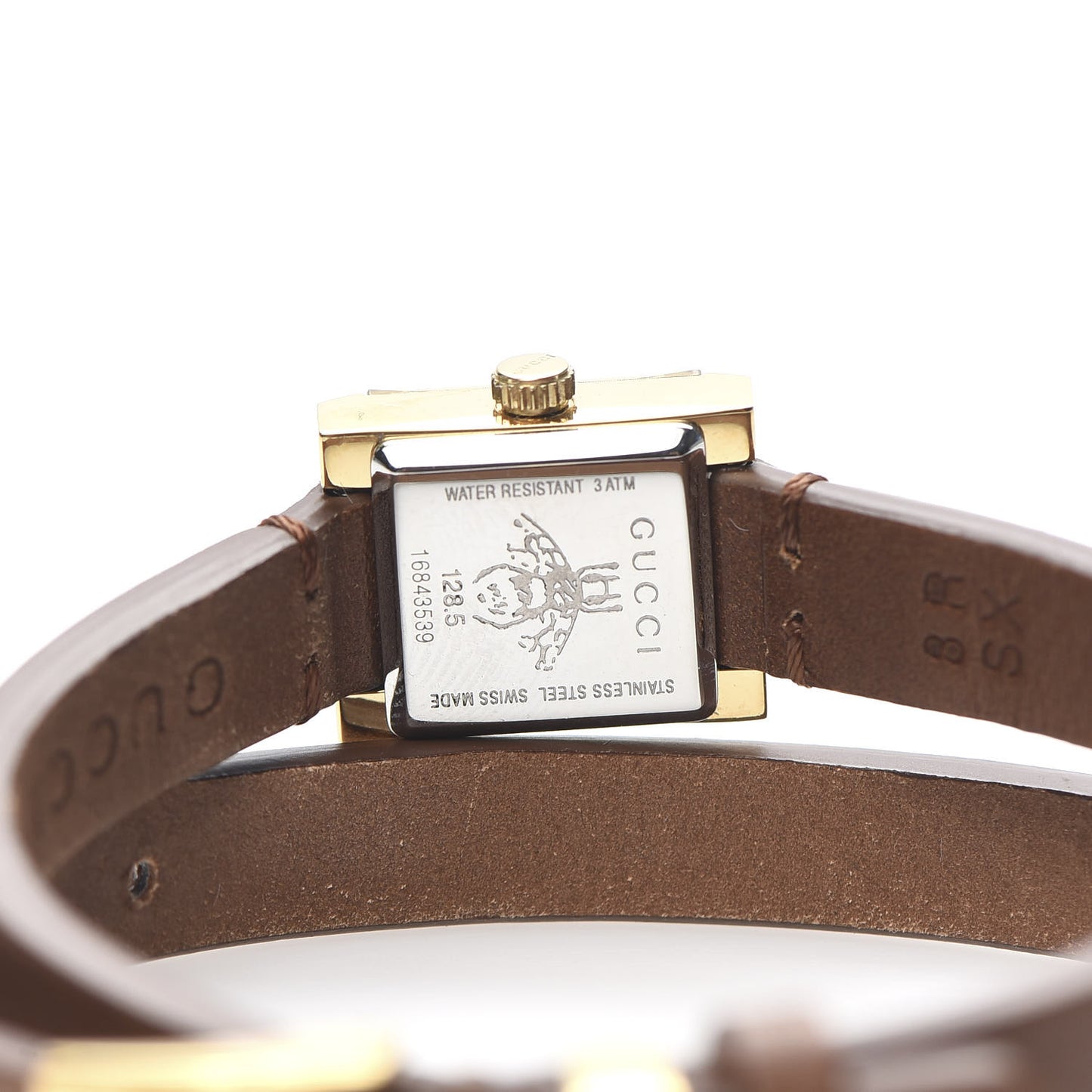 Stainless Steel Calfskin Mother of Pearl 14mm G-Frame Square Double Wrap Quartz Watch