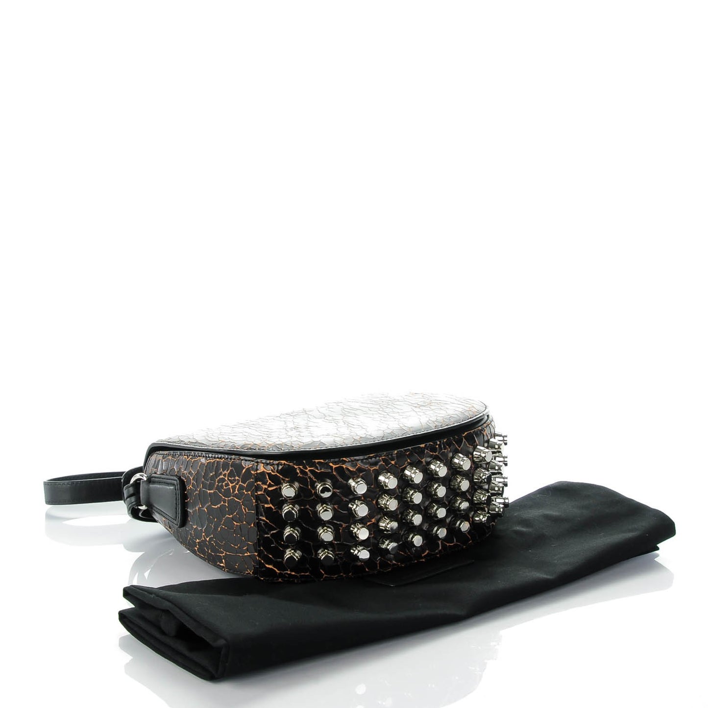 Cracked Calfskin Lia Sling Black Silver Hardware