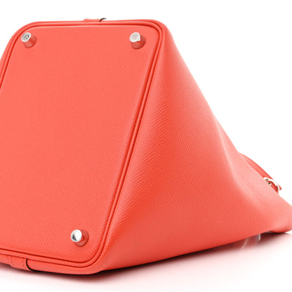 Hermes Epsom Tressage De Cuir Picotin Lock 18 PM Capucine Celeste Rouge H 10 of 12