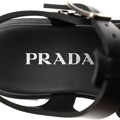 Prada Foam Rubber Triangle Logo Monolith 55mm Cage Sandals 36 Black 6 of 9