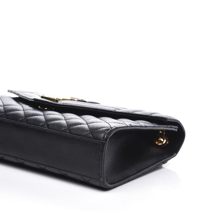 Saint Laurent Grain De Poudre Textured Mixed Matelasse Triquilt Medium Monogram Satchel Black 6 of 10