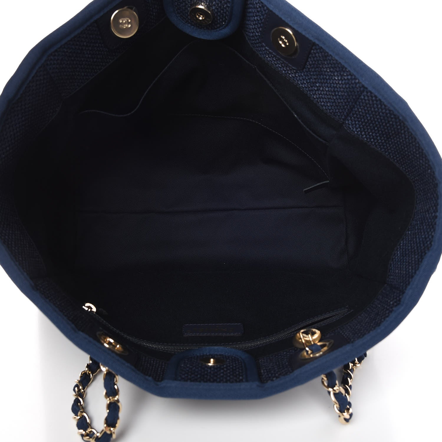 Chanel Woven Straw Raffia Small Deauville Tote Blue 7 of 11