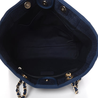 Chanel Woven Straw Raffia Small Deauville Tote Blue 7 of 11