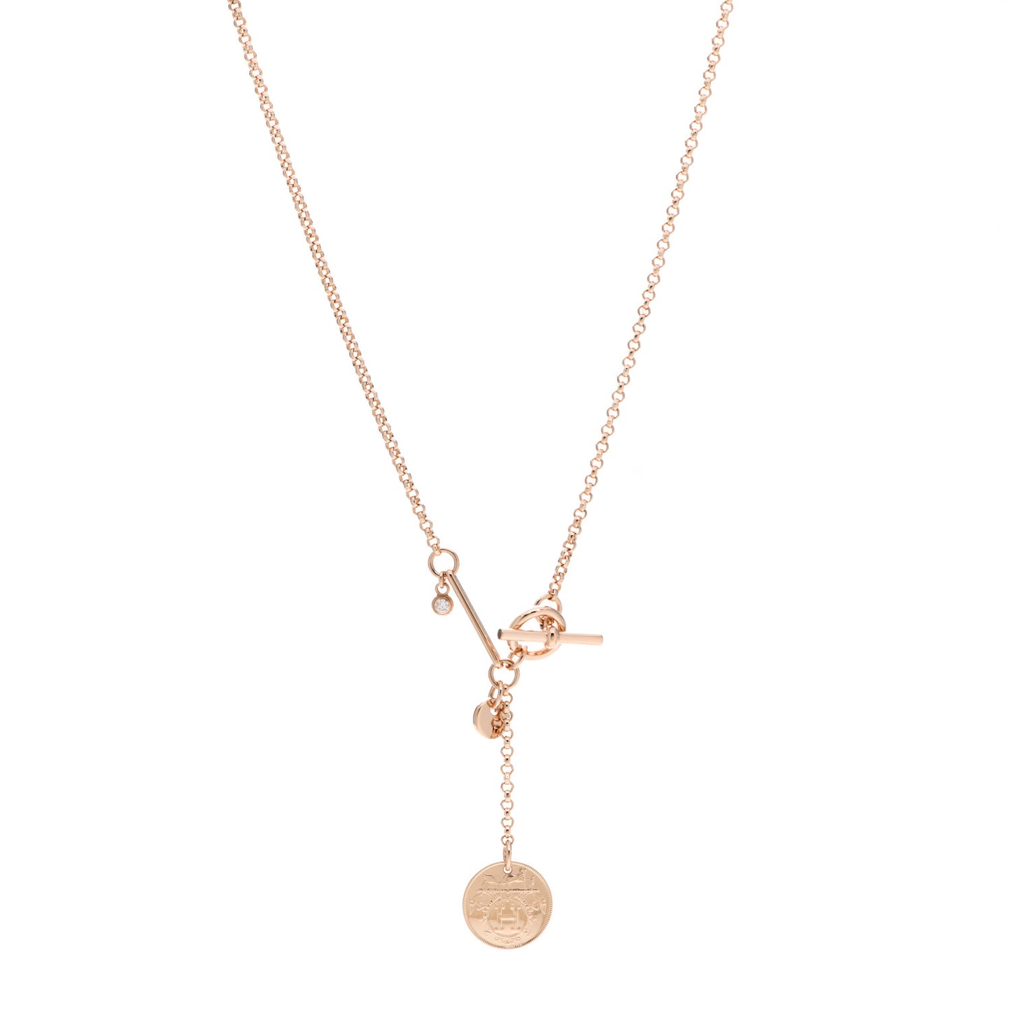 18K Rose Gold Diamond PM Ex-Libris Pendant Necklace