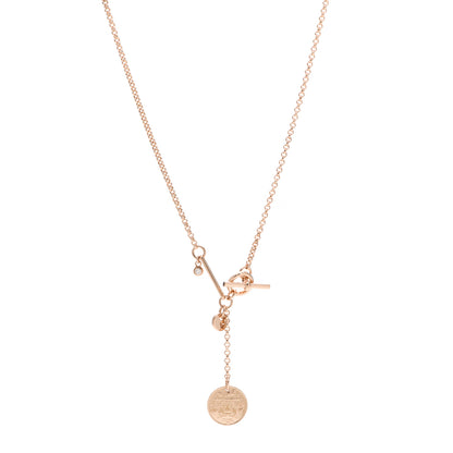 Hermes 18K Rose Gold Diamond PM Ex-Libris Pendant Necklace 1 of 5