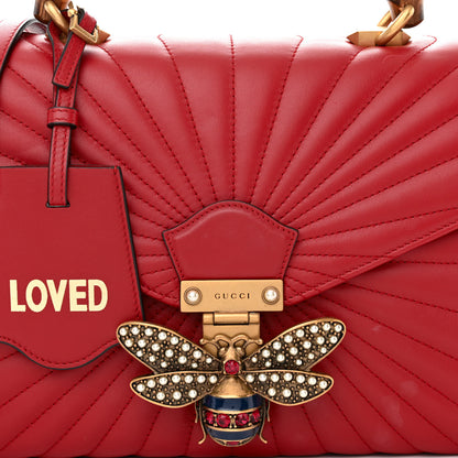 Gucci Calfskin Bamboo Trapuntata Queen Margaret Top Handle Bag Hibiscus Red 8 of 12