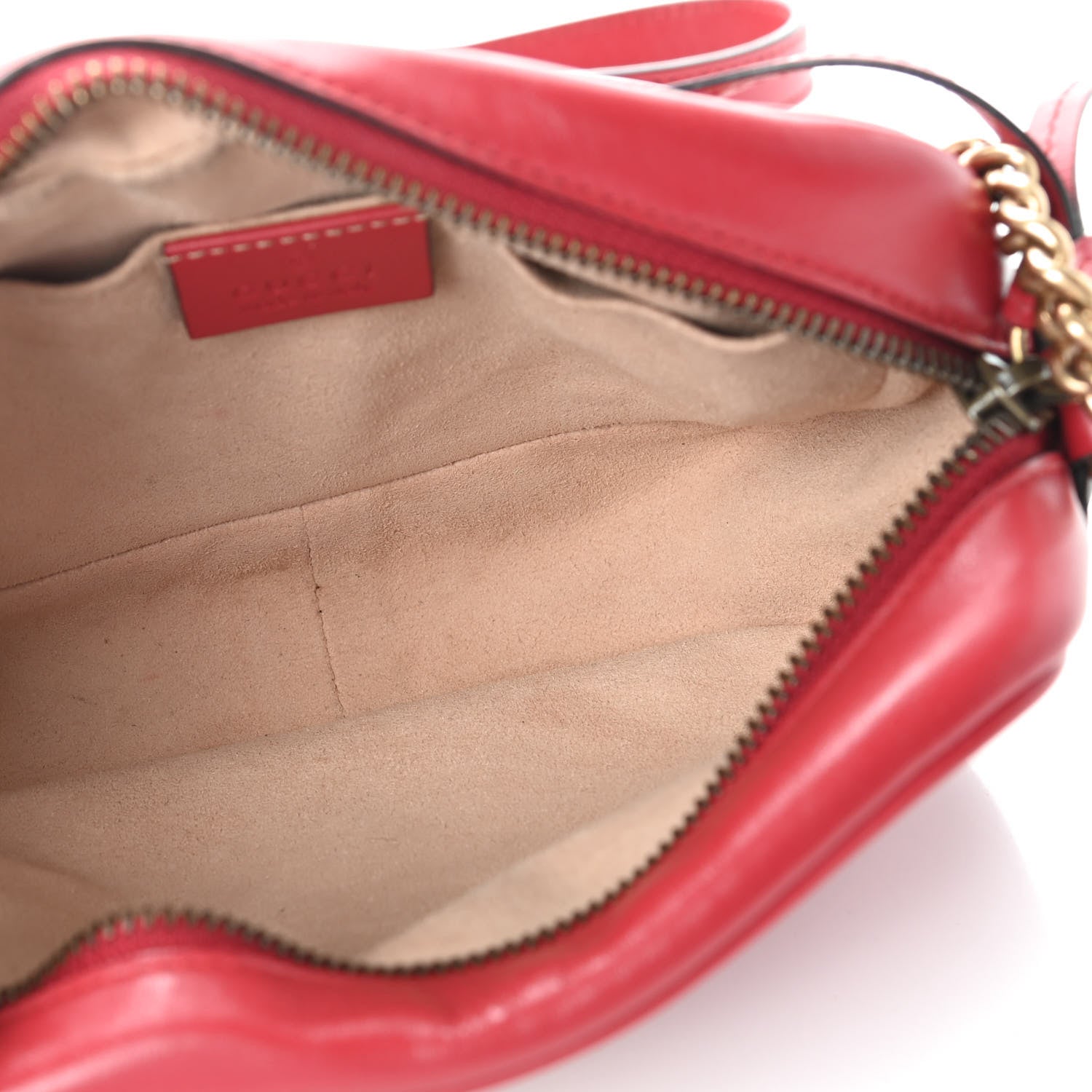 Gucci Calfskin Matelasse Mini GG Marmont Chain Shoulder Bag Hibiscus Red 4 of 8