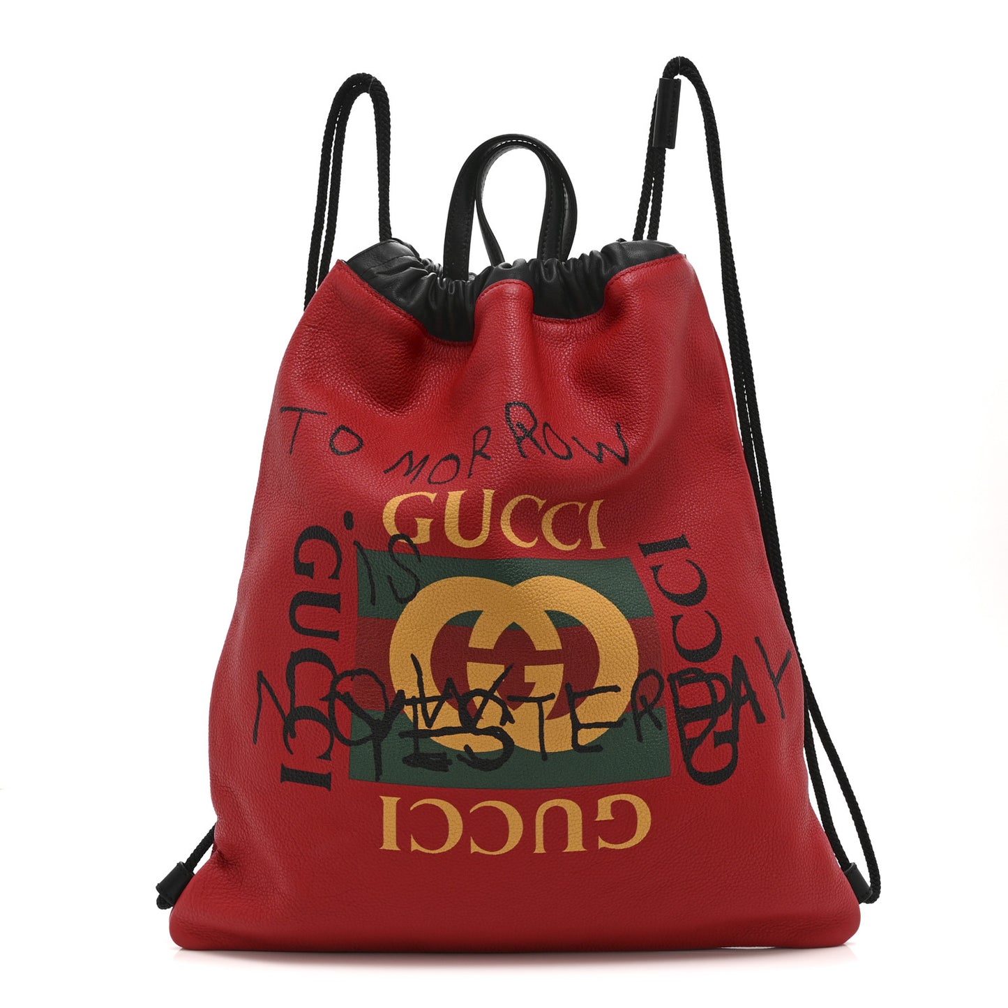 Calfskin Coco Capitan Logo Drawstring Backpack Hibiscus Red