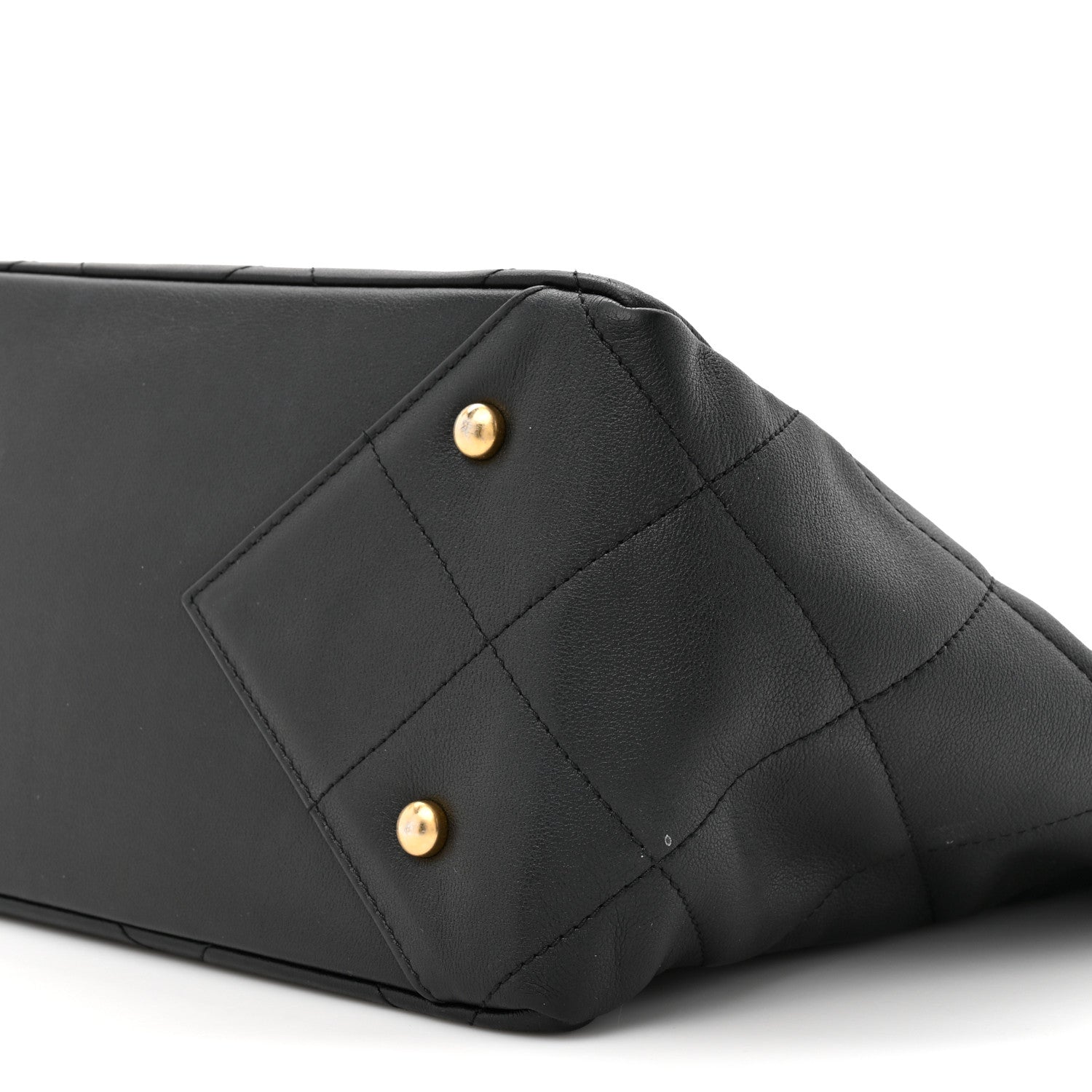Chanel Calfskin Quilted Book Pocket Shopping Tote Black 9 of 12
