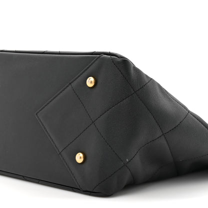 Chanel Calfskin Quilted Book Pocket Shopping Tote Black 9 of 12