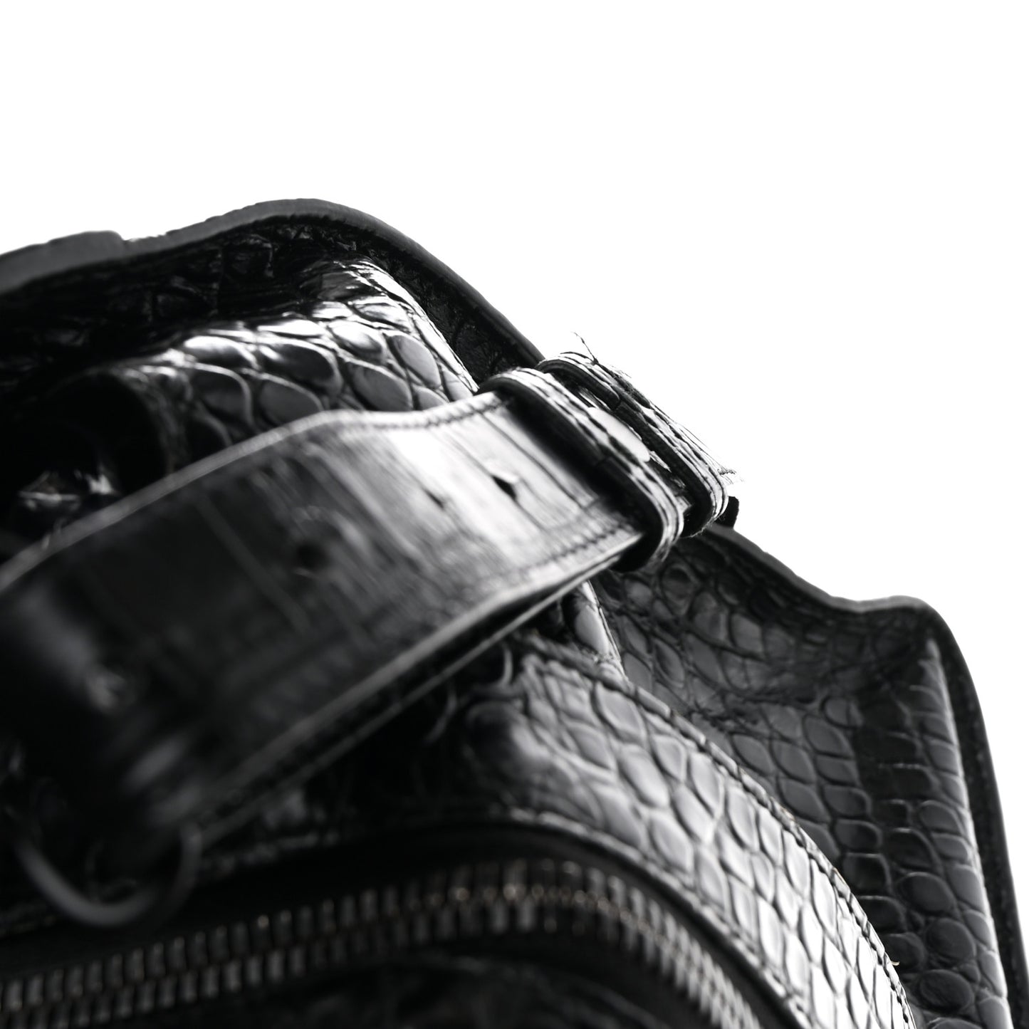 Calfskin Crocodile Embossed Neo Classic Black Hardware Medium City Black