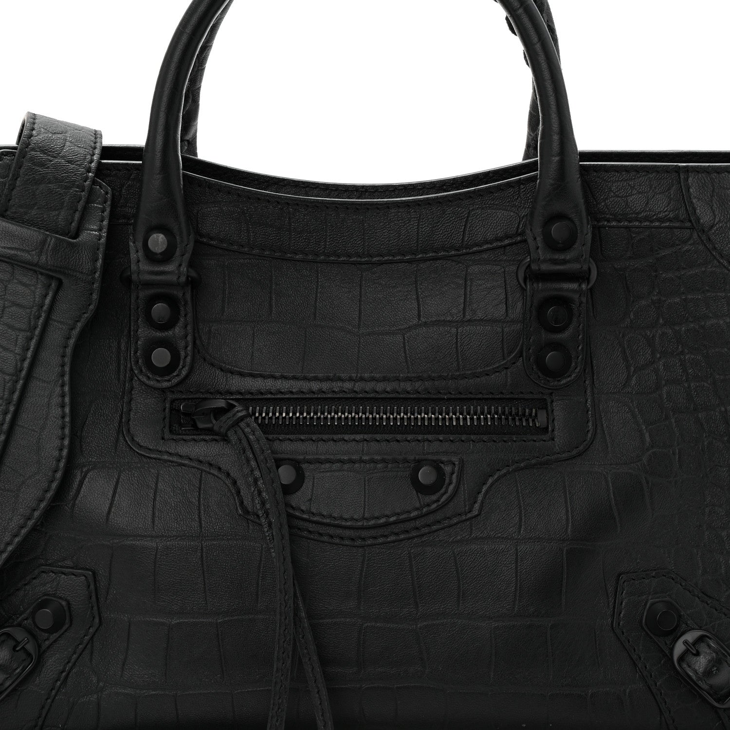 Balenciaga Matte Supple Lambskin Crocodile Embossed Classic Black Hardware S City Black 8 of 10