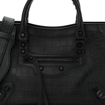 Balenciaga Matte Supple Lambskin Crocodile Embossed Classic Black Hardware S City Black 8 of 10