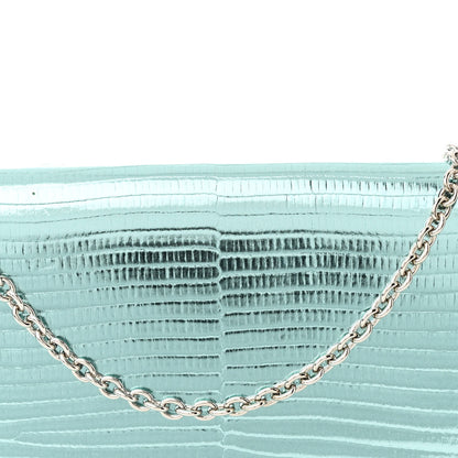 Christian Dior Metallic Lizard Lady Dior Croisiere Chain Clutch Blue 8 of 11