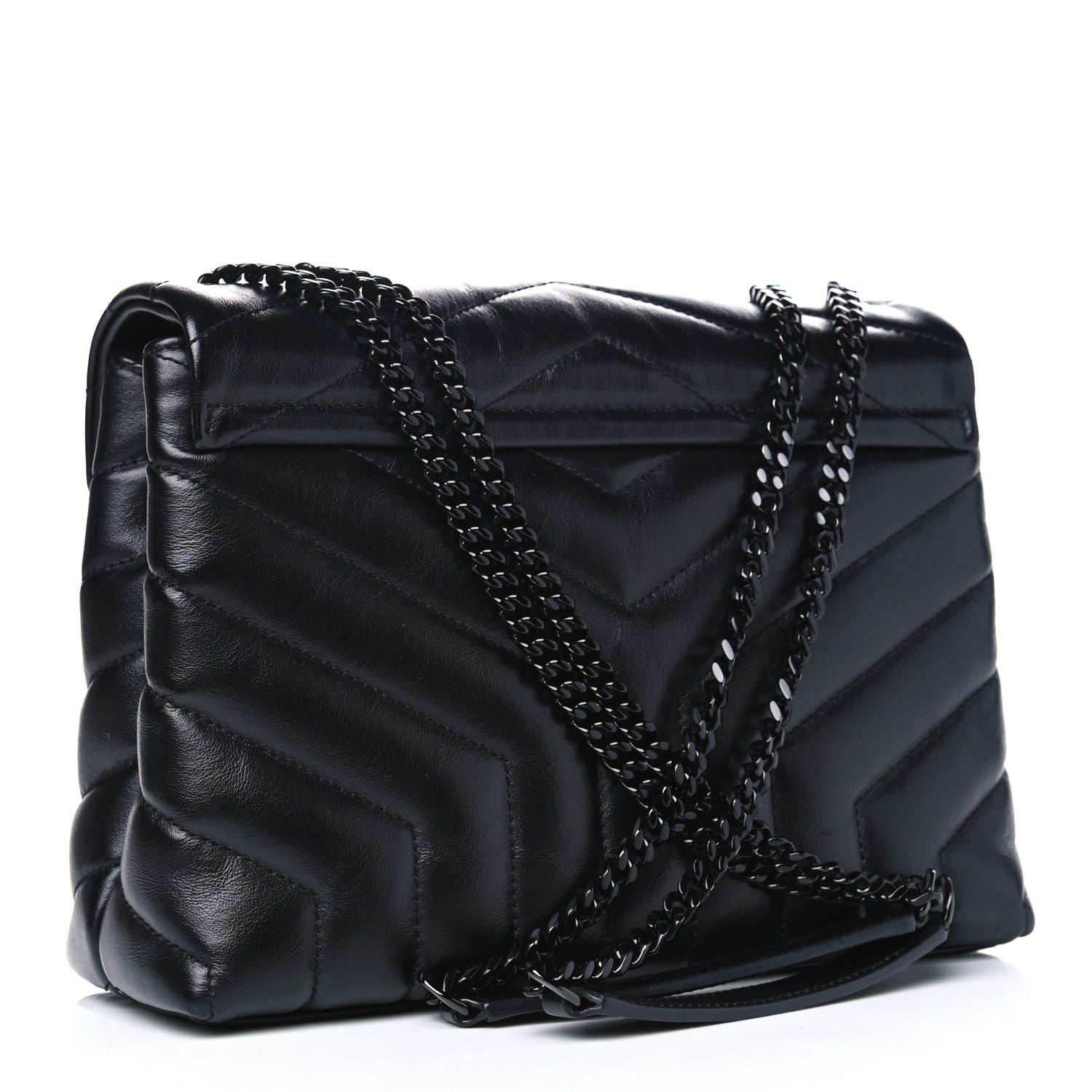 Saint Laurent Calfskin Y Quilted Monogram Small Loulou Chain Satchel Black 2 of 9