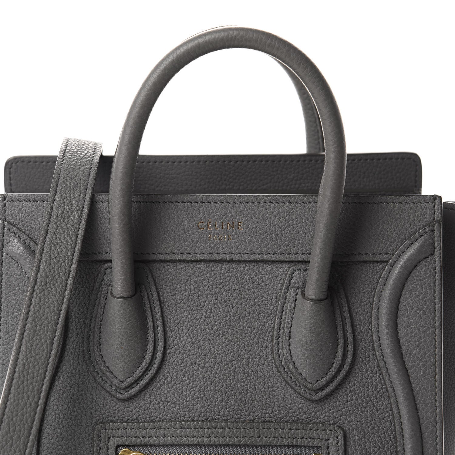 Celine Baby Drummed Calfskin Nano Luggage Kohl 9 of 9