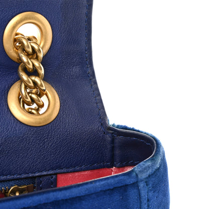 Gucci Velvet Matelasse Medium GG Marmont Shoulder Bag Cobalt Blue 18 of 23