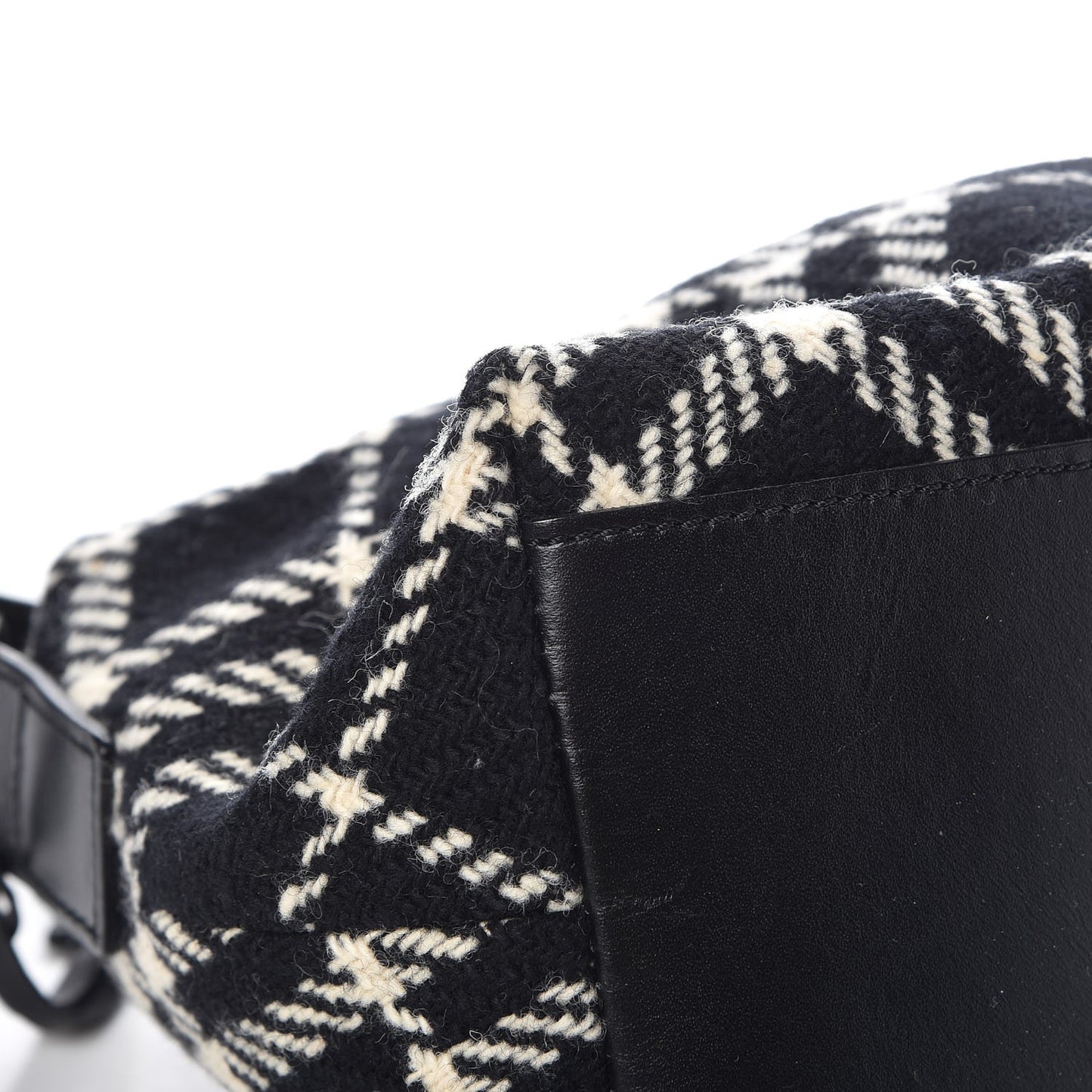 Wool Plaid Check Small Shoulder Bag Black