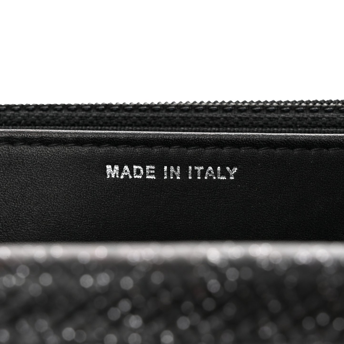 Glitter Calfskin Quilted Wallet on Chain WOC Black Silver
