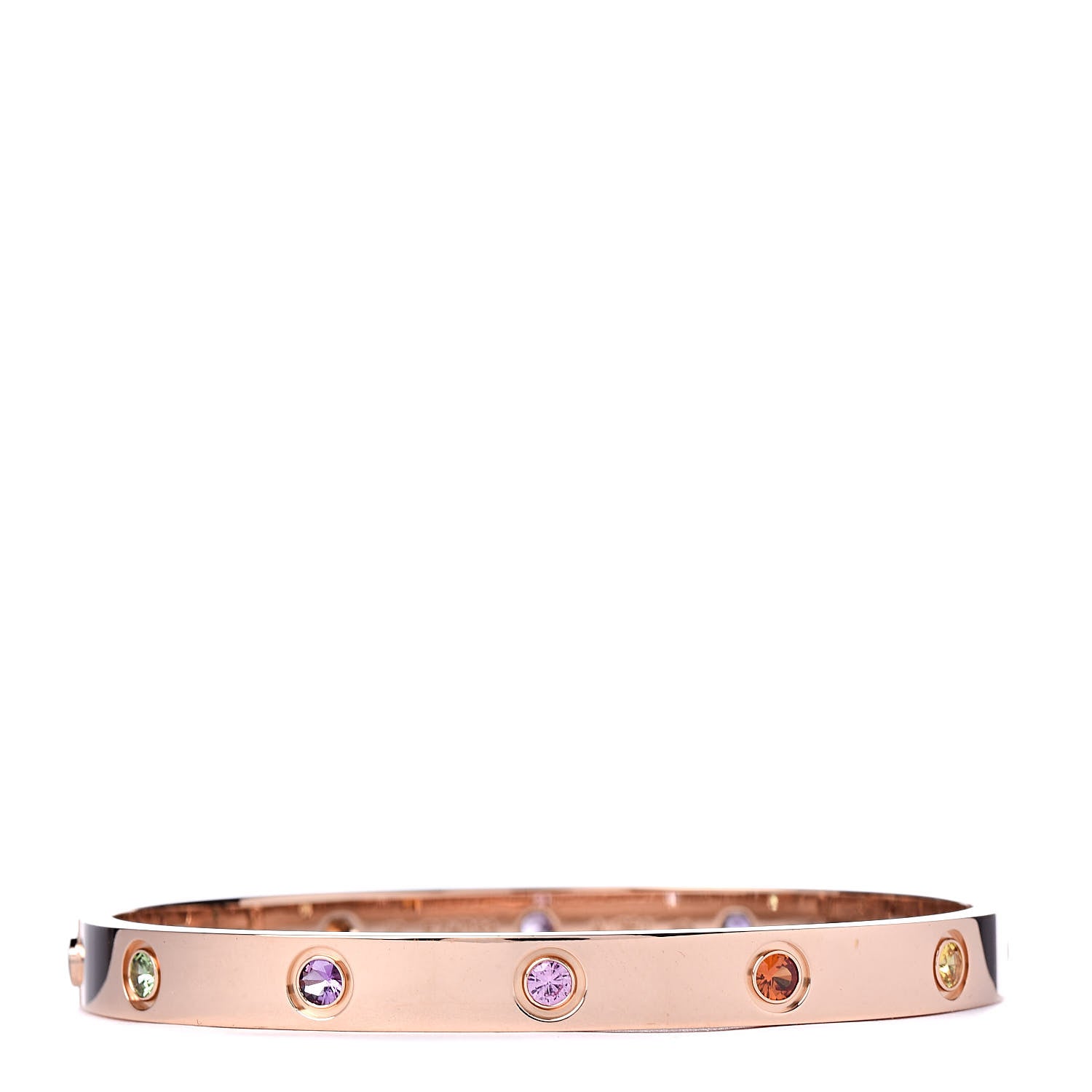 Cartier 18K Pink Gold Sapphire Garnet Amethyst LOVE Bracelet 17 1 of 6