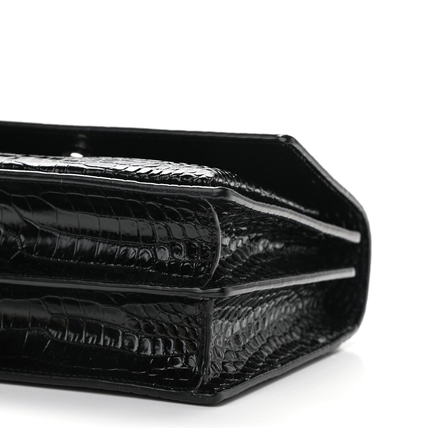 Calfskin Crocodile Embossed Medium Monogram Sunset Black