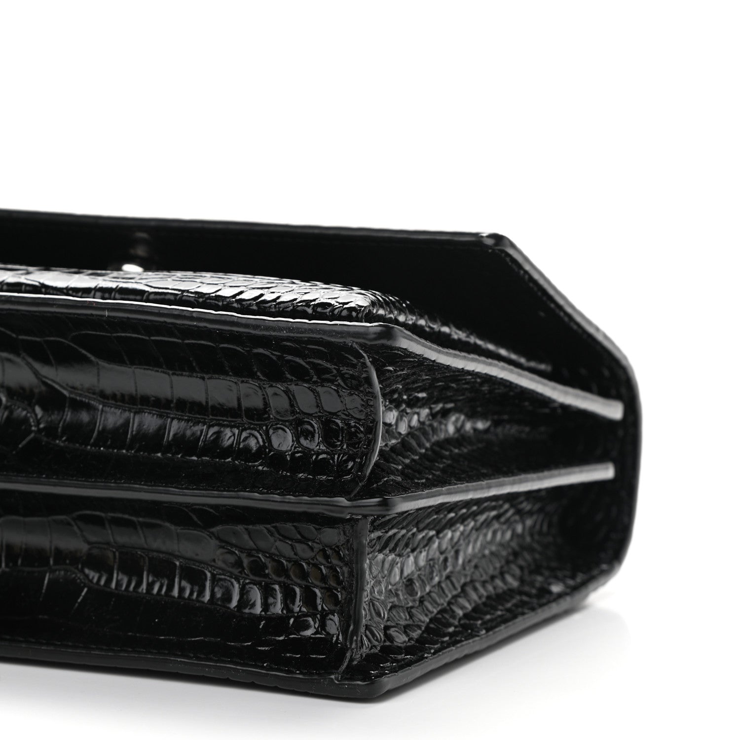 Saint Laurent Calfskin Crocodile Embossed Medium Monogram Sunset Black 9 of 9