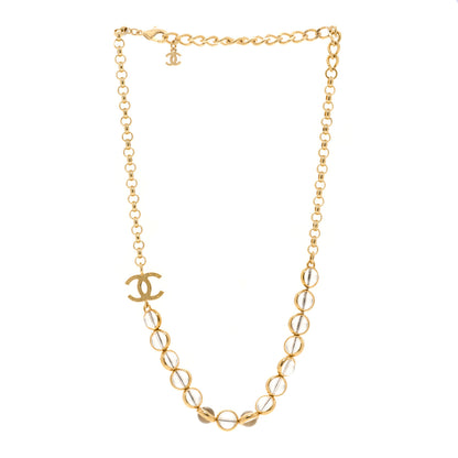Chanel Metal Crystal CC Long Necklace Gold 3 of 6