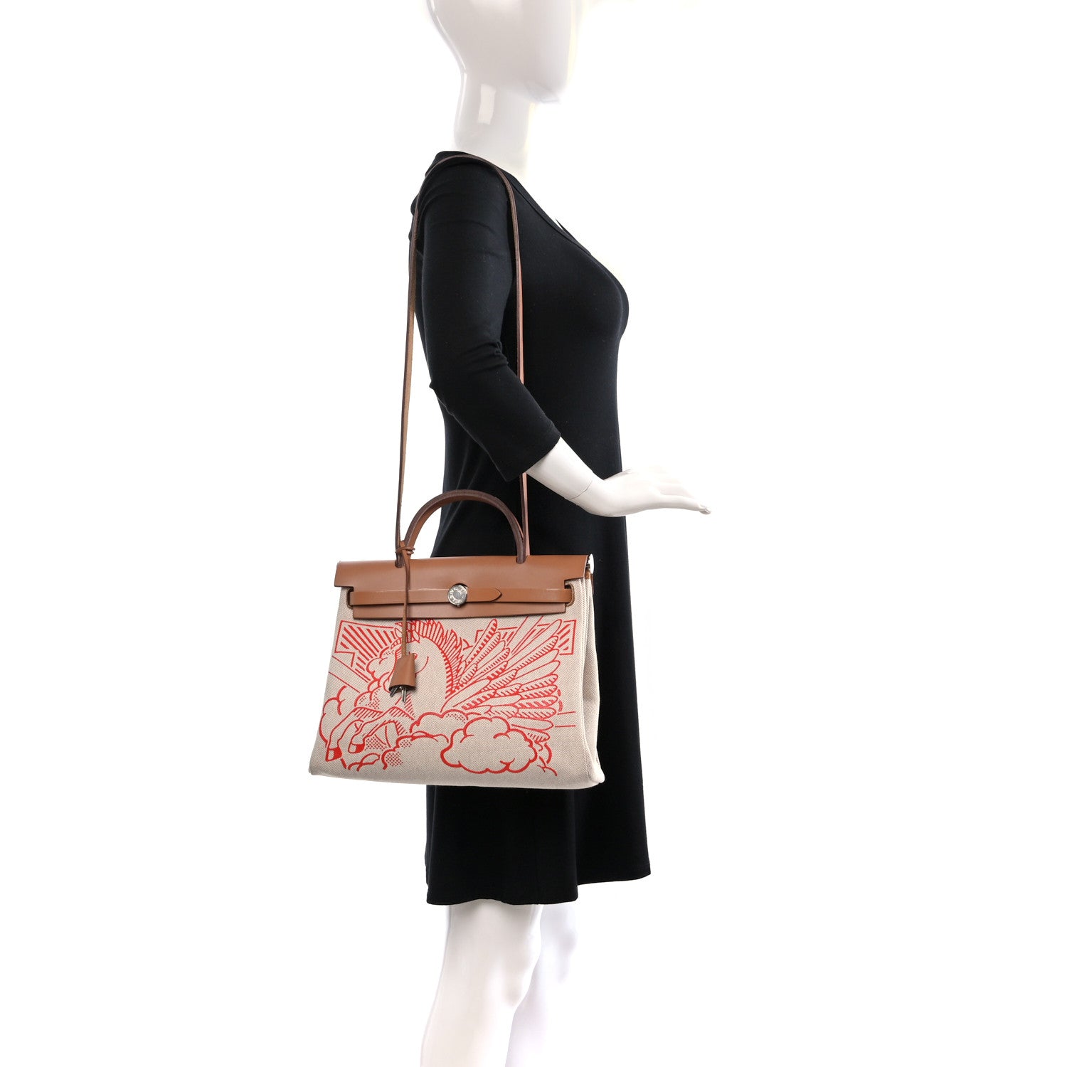 Hermes Vache Hunter Toile Pegase Pop Herbag Zip Retourne 31 PM Capucine Ecru 2 of 16