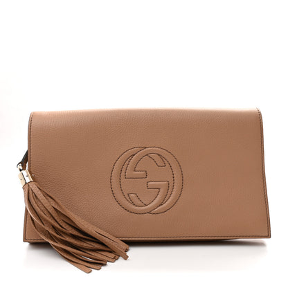 Gucci Pebbled Calfskin Medium Soho Clutch Camelia 1 of 7