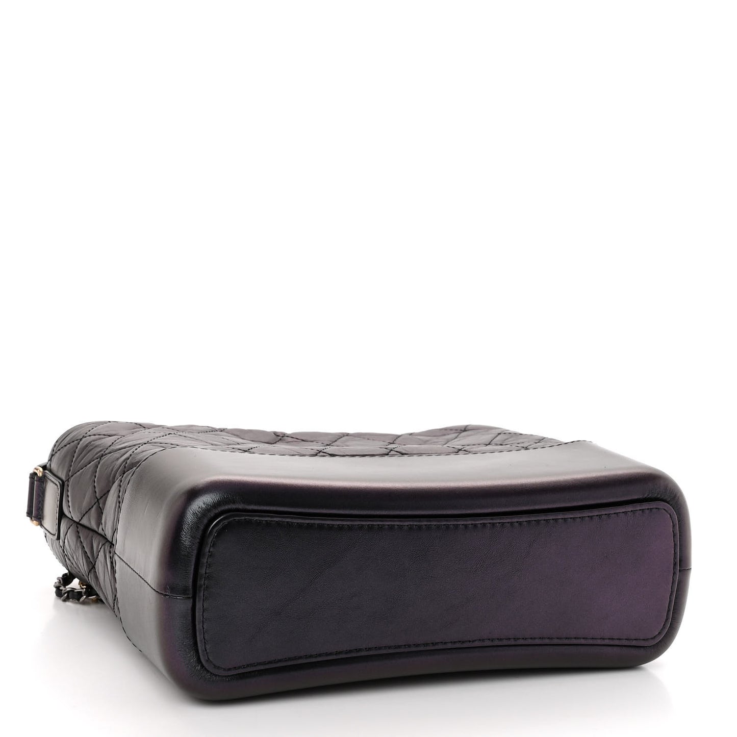 Iridescent Aged Calfskin Quilted Medium Gabrielle Hobo Black