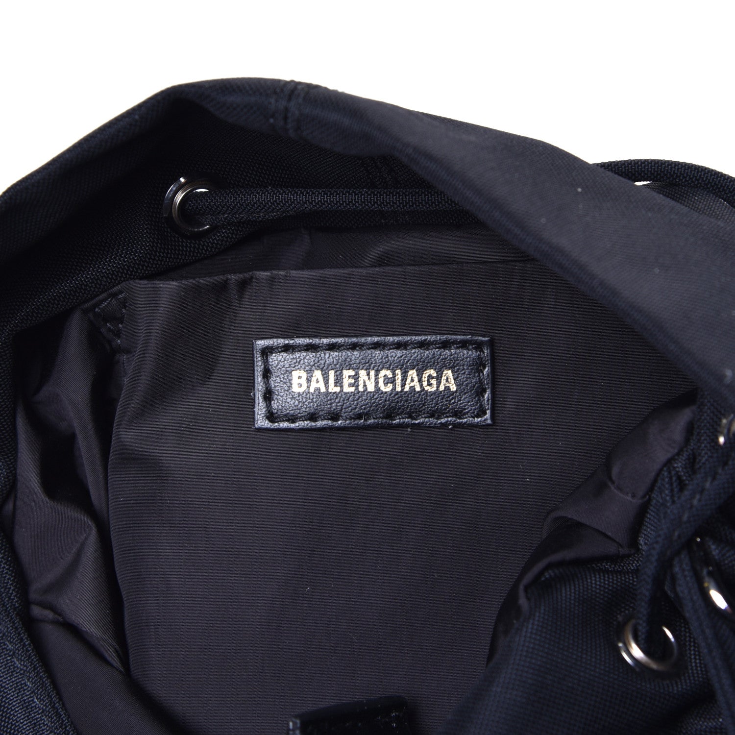 Balenciaga Recycled Sport Nylon Logo Embroidered Wheel Drawstring Bucket Bag XS Black 10 of 11