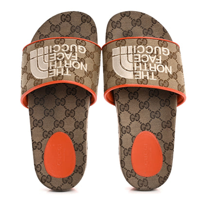 Gucci x NORTH FACE Canvas GG Monogram Womens Slide Sandals 40 Beige Mystic White Deep Orange 2 of 12
