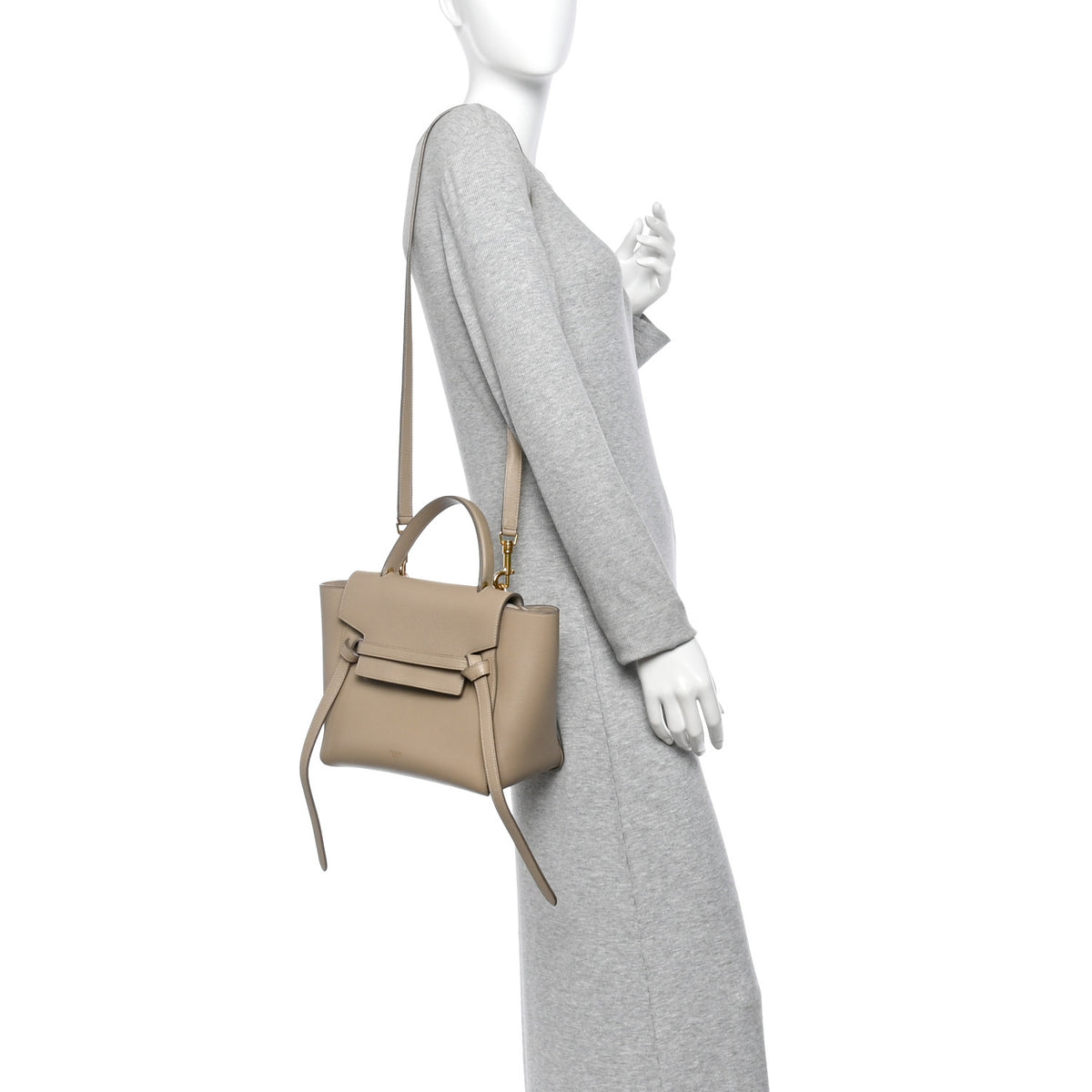 Baby Grained Calfskin Micro Belt Bag Light Taupe