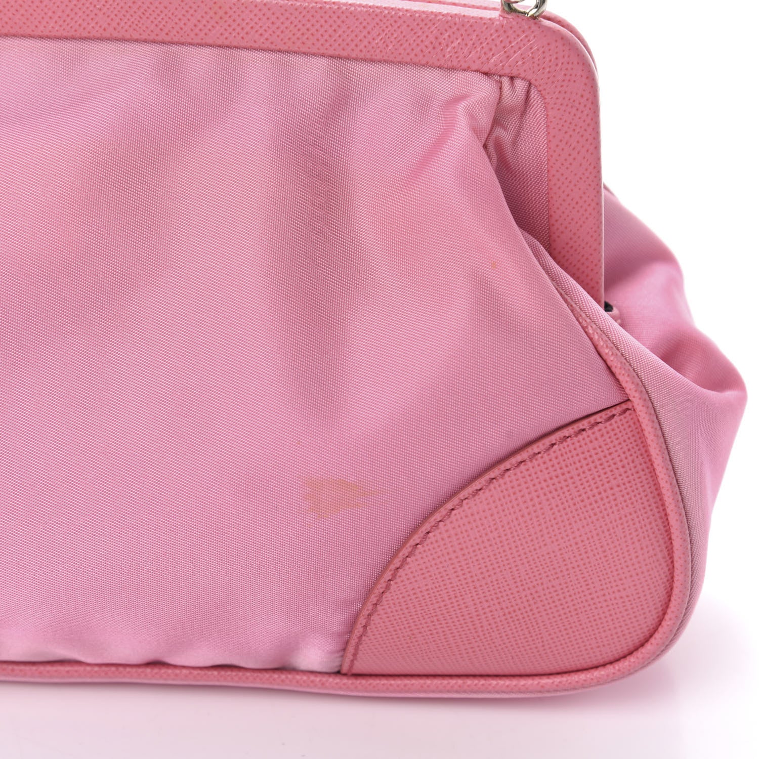 Prada Tessuto Nylon Saffiano Kisslock Shoulder Bag Rosa 11 of 12