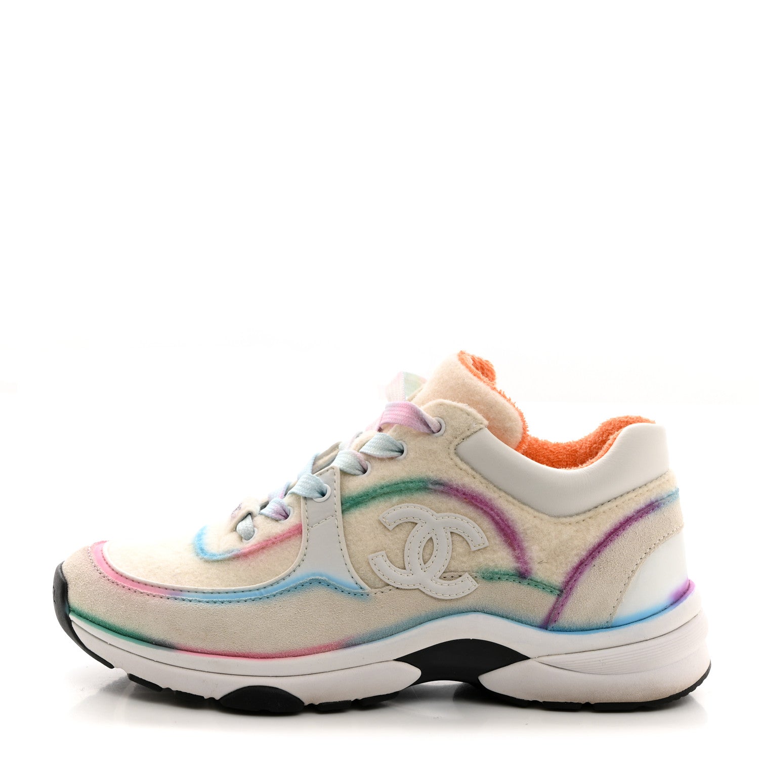 Chanel Wool Suede Calfskin CC Sneakers 36 Multicolor 1 of 9