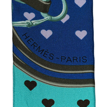 Hermes Silk Brides De Gala Love Twilly Cobalt Kaki Turquoise 3 of 4