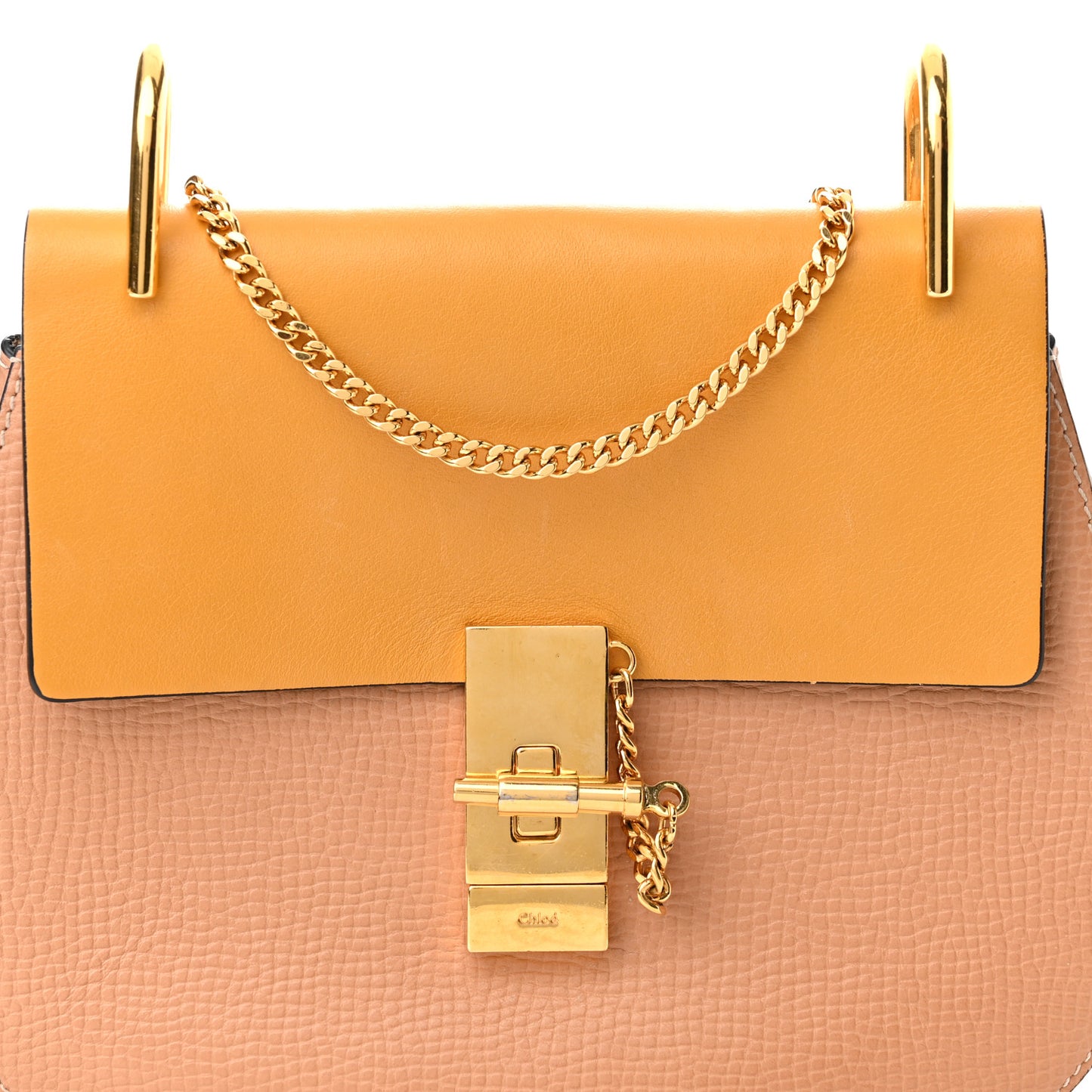 Grained Calfskin Lambskin Bi-Color Drew Shoulder Bag Wet Sand Sunflower