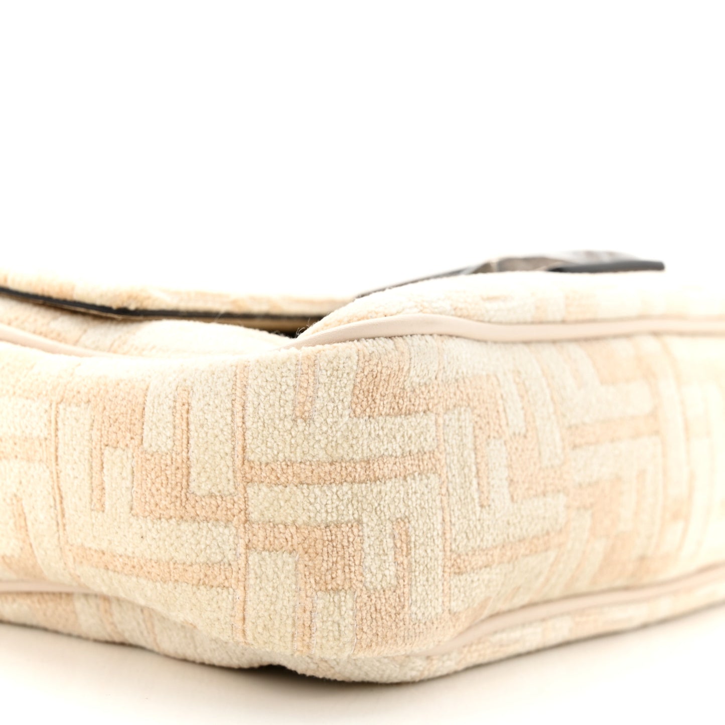 Chenille Vitello Seta FF Midi Chain Baguette White