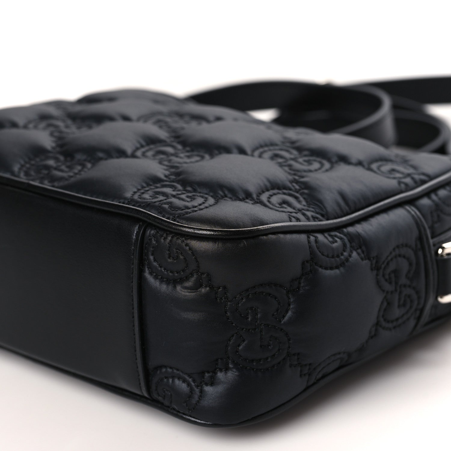 Gucci Nylon Calfskin Enamel GG Matelasse Shoulder Bag Black 9 of 9