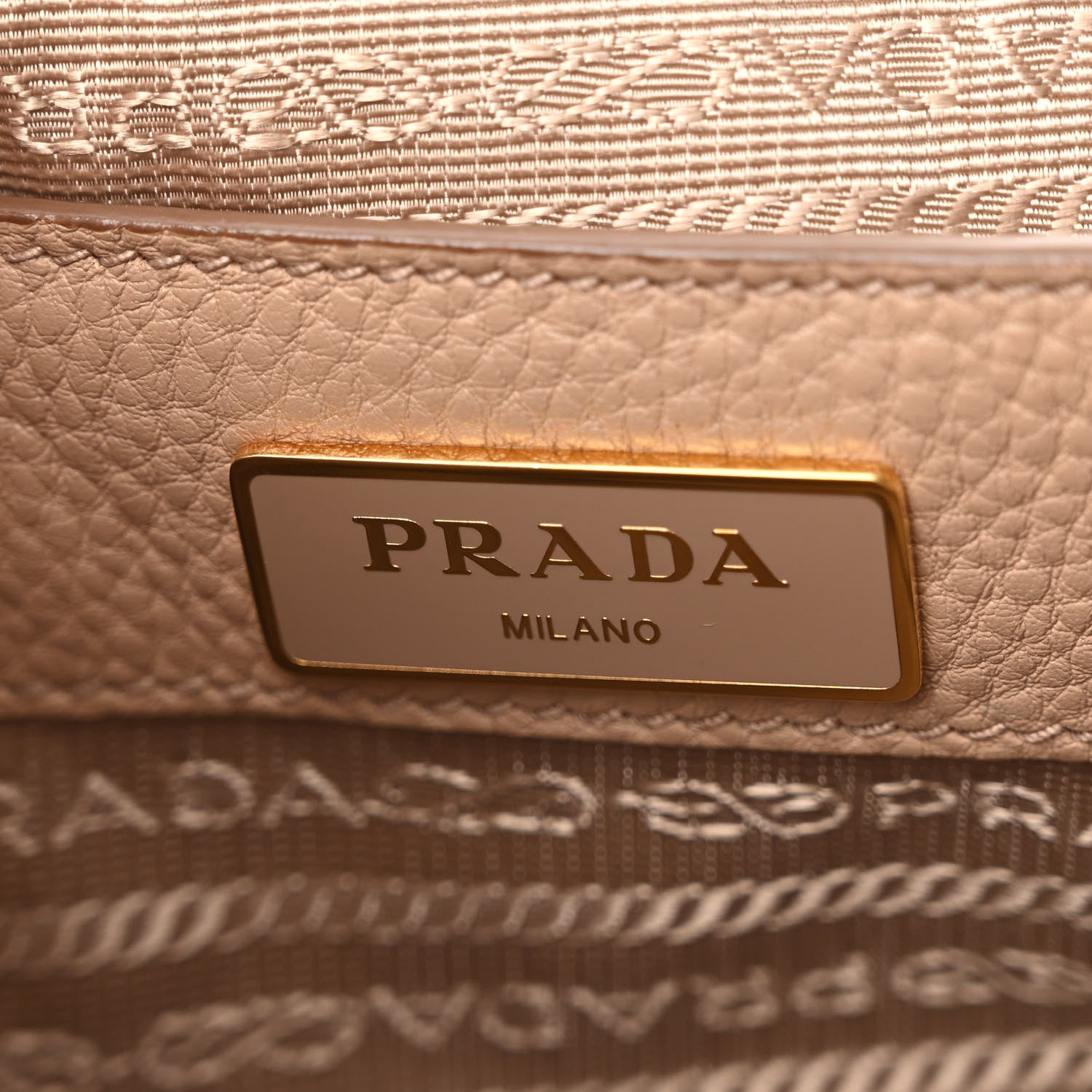 Prada Vitello Daino Embossed Logo Flap Shoulder Bag Cammeo 6 of 10