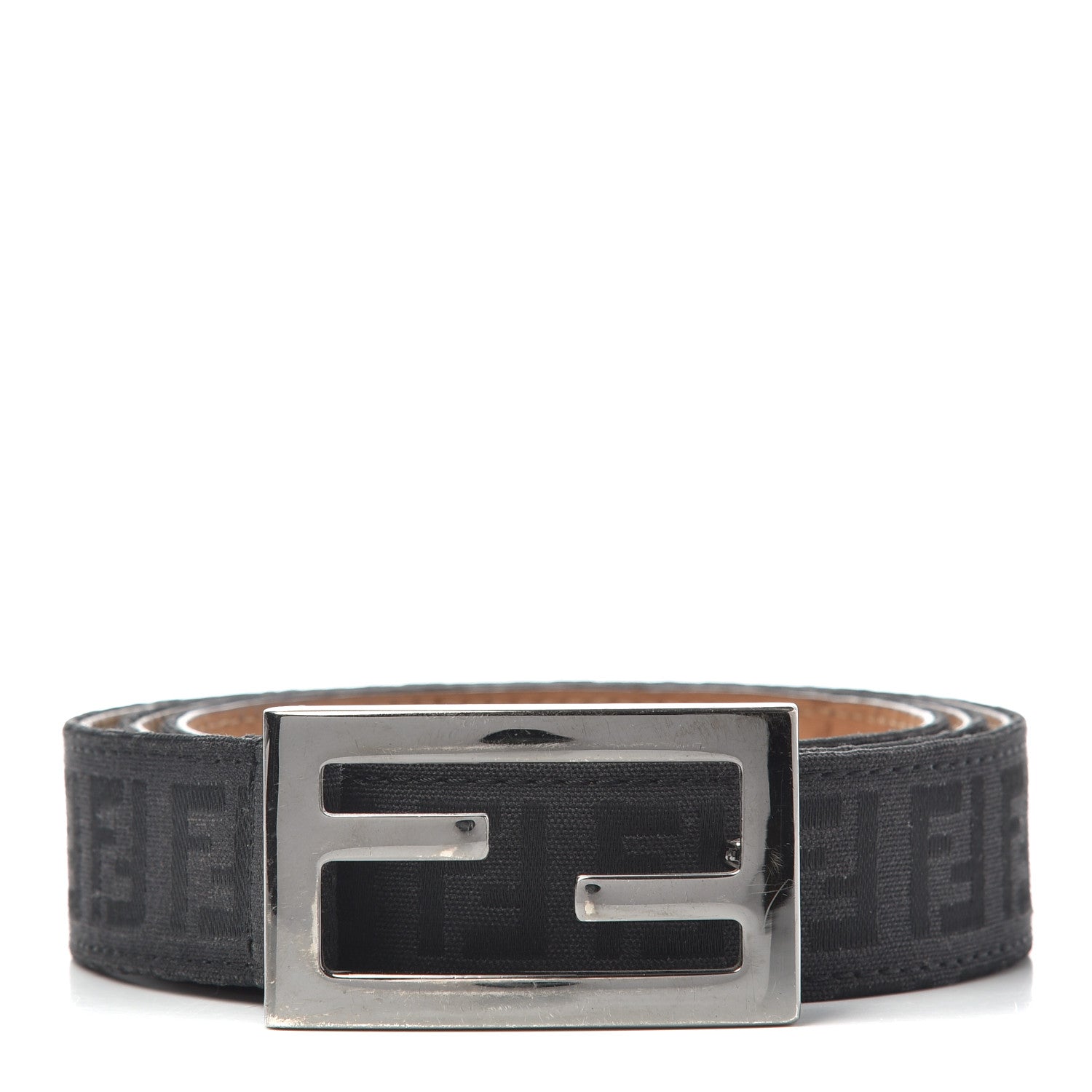 Fendi Fabric Calfskin FF Belt 85 34 Black 1 of 6