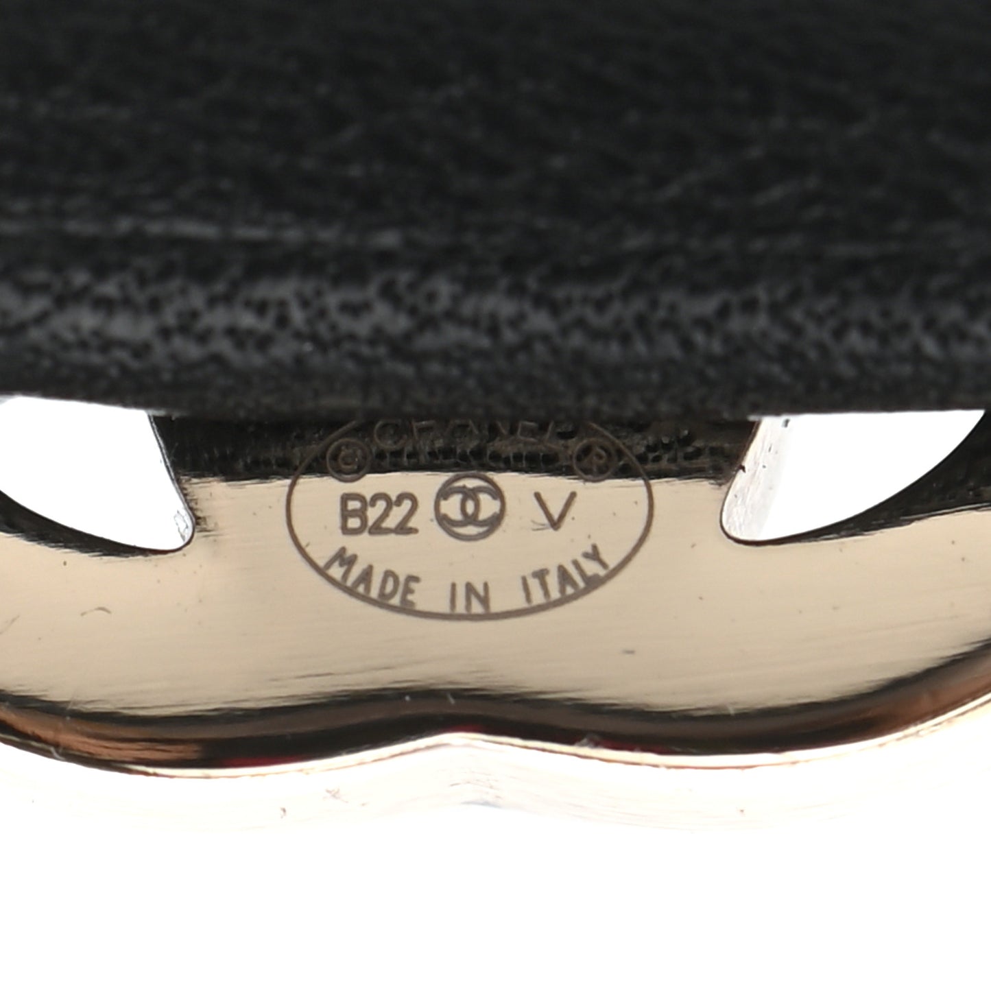 Metal Lambskin CC Turnlock Chain Headband Gold Black