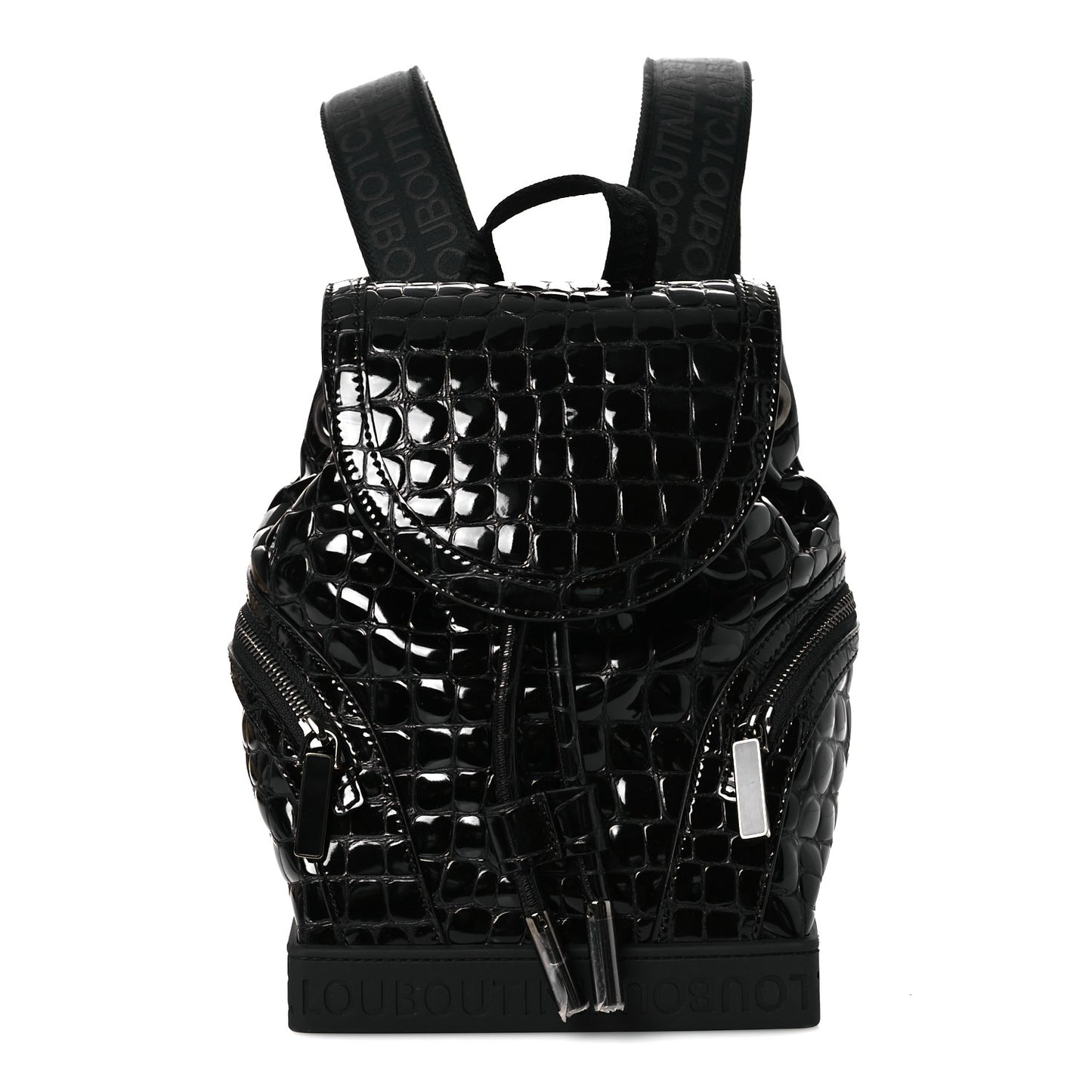 Calfskin Alligator Embossed Small Explorafunk Backpack Black