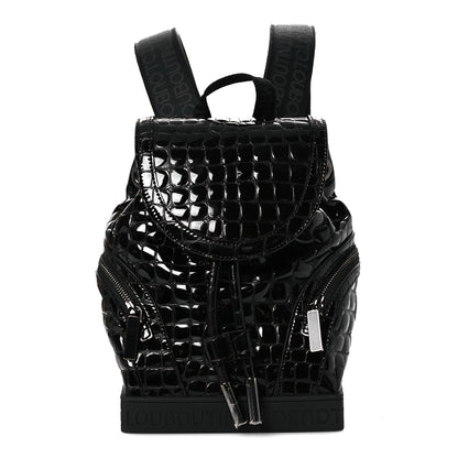 Christian Louboutin Calfskin Alligator Embossed Small Explorafunk Backpack Black 1 of 16