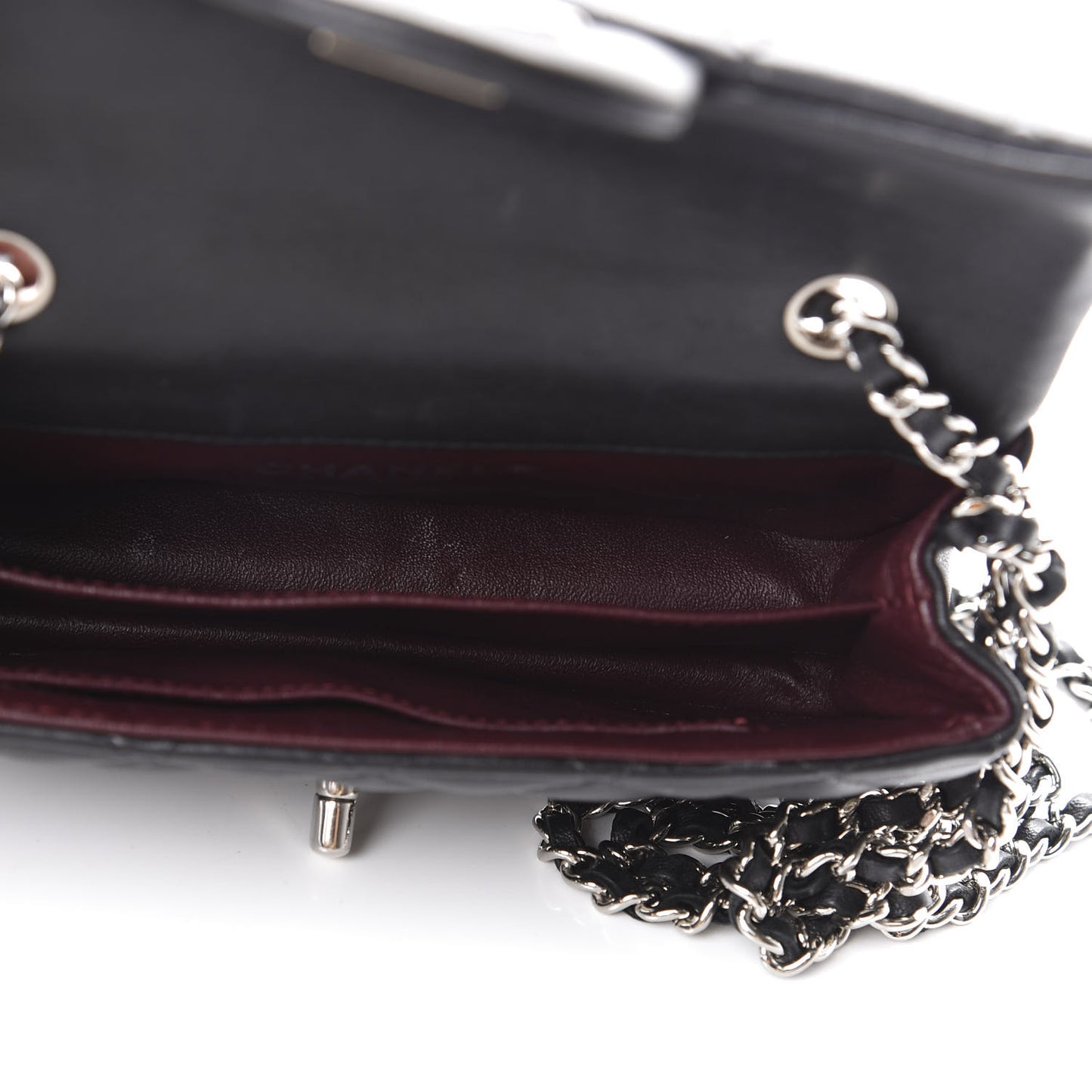Lambskin Quilted Extra Mini Rectangular Flap Black